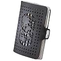 I-CLIP Stainless Steel with interchangeable Moneyclip - Slim Wallet - Leather Wallet - Premium Wallet - Stainless Steel Cardholder - Polished Double Globe Black
