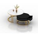Round Coffee Table Set of 2, Contemporary Accent Coffee and Snack Table Top Engineered Wood with Metal Frame, Nesting Tea Table for Living Room- White Black