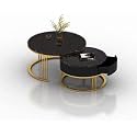 Round Coffee Table Set of 2, Contemporary Accent Coffee and Snack Table Top Engineered Wood with Metal Frame, Nesting Tea Table for Living Room -Black