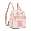I IHAYNER Girls Initial Bowknot Small Leather Backpack Cute Mini Backpack Personalized Trendy Stuff Gifts for Women Pink-K