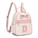 I IHAYNER Girls Initial Bowknot Small Leather Backpack Cute Mini Backpack Personalized Trendy Stuff Gifts for Women Pink-D