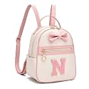 I IHAYNER Girls Initial Bowknot Small Leather Backpack Cute Mini Backpack Personalized Trendy Stuff Gifts for Women Pink-N