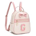 I IHAYNER Girls Initial Bowknot Small Leather Backpack Cute Mini Backpack Personalized Trendy Stuff Gifts for Women Pink-G