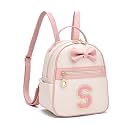 I IHAYNER Girls Initial Bowknot Small Leather Backpack Cute Mini Backpack Personalized Trendy Stuff Gifts for Women Pink-S