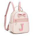 I IHAYNER Girls Initial Bowknot Small Leather Backpack Cute Mini Backpack Personalized Trendy Stuff Gifts for Women Pink-J