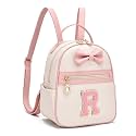 I IHAYNER Girls Initial Bowknot Small Leather Backpack Cute Mini Backpack Personalized Trendy Stuff Gifts for Women Pink-R