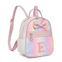 I IHAYNER Girls Initial Purse Small Backpack for Kids Cute Mini Backpack for Girls Personalized Trendy Stuff Gifts for Women （Pink-E）