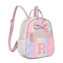I IHAYNER Girls Initial Purse Small Backpack for Kids Cute Mini Backpack for Girls Personalized Trendy Stuff Gifts for Women （Pink-R）