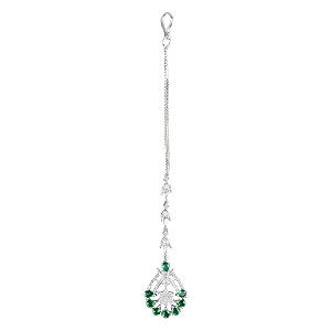 i jewels elegant silver plated beautiful ad amp cz studded crystal maang tikka for women and girls