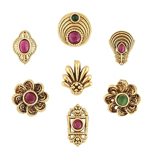 i jewels gold plated traditional clip on nose pin without piercing for women and girls