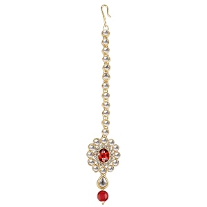 i jewels gold plated kundan amp stone studded maang tikka for women