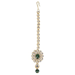 i jewels gold plated kundan amp stone studded maang tikka for women