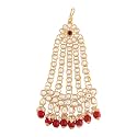 I Jewels 18k Gold Plated Mughal Beautiful Long Pearl Kundan Jhumar Passa/Jhoomar Maang Tikka for Women (T2055M)