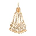 I Jewels 18k Gold Plated Mughal Beautiful Long Pearl Kundan Jhumar Passa/Jhoomar Maang Tikka for Women (T2054FL)