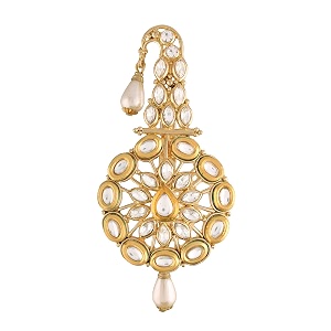 i jewels gold plated traditional kundan safa kalangi brooch for groommendulha pagadi sm55