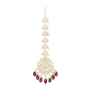 i jewels gold plated traditional kundan amp pearl maang tikka for womengirls