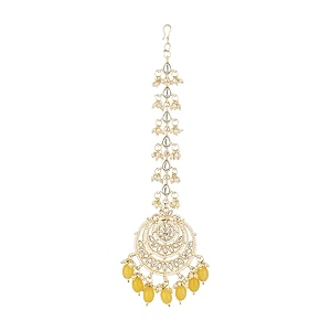 i jewels gold plated traditional kundan amp pearl maang tikka for womengirls