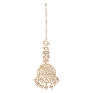 i jewels gold plated traditional kundan amp pearl maang tikka for womengirls