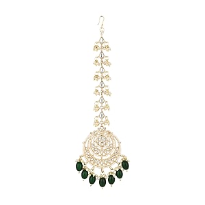 i jewels gold plated traditional kundan amp pearl maang tikka for womengirls