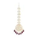 I Jewels Gold Plated Traditional Kundan & Pearl Maang Tikka For Women/Girls