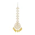 I Jewels Gold Plated Traditional Kundan & Pearl Maang Tikka For Women/Girls