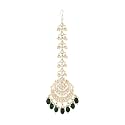 I Jewels Gold Plated Traditional Kundan &amp; Pearl Maang Tikka For Women/Girls