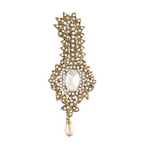 i jewels gold plated traditional stone pearl drop safa kalangi brooch for groommendulha pagadi sm52
