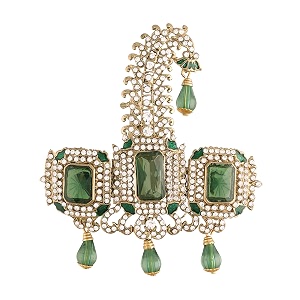 i jewels gold plated traditional stone pearl drop safa kalangi brooch for groommendulha pagadi sm56