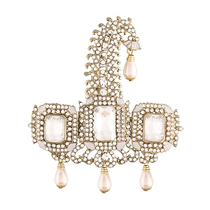 i jewels gold plated traditional stone pearl drop safa kalangi brooch for groommendulha pagadi sm56