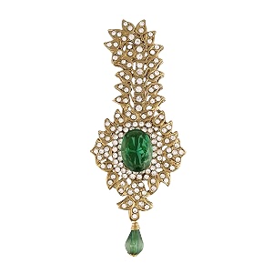 i jewels gold plated traditional stone pearl drop safa kalangi brooch for groommendulha pagadi sm52