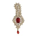 I Jewels Gold Plated Traditional Stone Pearl Drop Safa Kalangi Brooch for Groom/Men/Dulha Pagadi (SM52)