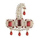 I Jewels Gold Plated Traditional Stone Pearl Drop Safa Kalangi Brooch for Groom/Men/Dulha Pagadi (SM56)
