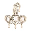 I Jewels Gold Plated Traditional Stone Pearl Drop Safa Kalangi Brooch for Groom/Men/Dulha Pagadi (SM56)
