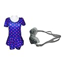 I-SWIM LADIES COSTUME IS-103 ROYAL/PINK DOTS SIZE 2XL WITH GOGGLES SILICON JOINTLESS WITH BOX PINK