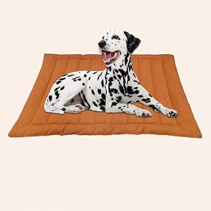 i wish quilted pet bed mattress  washable pet bed light weighted dog flat mat medium 100 x 66 cm mustard dark polyester