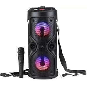 i-zoll mz m51vp 434 2 outdoor hand dj led ball light trolley stereo dancing soundbox wireless portable speaker with microphone