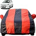 i10 Dustproof Car Cover with Mirror Pockets, Red Blue Stripes, Taffeta Polyster,Triple Stitched, Compatible with Hyundai i10 Car Cover (2007 to 2017), i10 Car Accessories