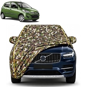 i10 old 100 waterproof car cover  dustproof sun protection cover  soft cotton lining  triple stitched  mirror pocket  antenna pocket  all weather body cover army