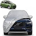 I10 Old 100% Waterproof Car Cover | Dustproof Sun Protection Cover | Soft Cotton Lining | Triple Stitched | Mirror Pocket | Antenna Pocket | All Weather Body Cover (Silver with Yellow Piping)