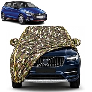 i20n 100 waterproof car cover  dustproof sun protection cover  soft cotton lining  triple stitched  mirror pocket  antenna pocket  all weather body cover army
