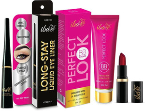 iba makeup combo for women - bb creamlong stay eyelinera65 ruby touch lipstick