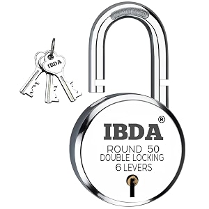 small lock 50mm  round lock and key  double locking  6 levers39 technology  rivetless steel body padlock  lock for indoor use home gate door kadi channel chain shop school warehouse