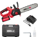 iBELL Cordless Chainsaw Brushless,BS20-12,1200W,20V Max,3/8” Chain Pitch,12” Guide Bar 4500 RPM,4.0Ah Li-Ion Battery in BMC Box Cordless Chainsaw
