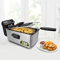 iBELL DF210 Electric Deep Fryer 2 Litre Stainless Steel 2000W with Variable Temperature Control Lid, Silver