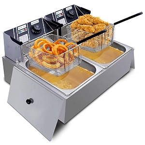 ibell df620m deep fryer electric 12 litre stainless steel 2500w double tankbasket variable temperature control silver