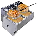 iBELL DF620M Deep Fryer Electric 12 Litre Stainless Steel 2500W, Double Tank/Basket, Variable Temperature Control, Silver