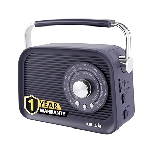 ibell fm770bt portable fm radio with bluetooth speaker amfmsw 3-band tuner usb amp micro tf slot mp3 playback rechargeable battery telescopic antenna  retro style grey