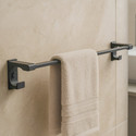 iBELL IBL 49-GH Anti-Rust Towel Rod with 2 Hooks for Loofah or Bathing Sponge Dark Grey Towel Holder (Stainless Steel)