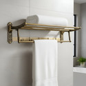 iBELL IBL 55-AS Golden Antique 90° Foldable Space Saving Towel Rack for Bathroom Golden Antique Towel Holder