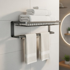 ibell ibl 90-bs towel hanger for bathroom accessories 232 inch towel rack with hooks grey finish towel holder stainless steel